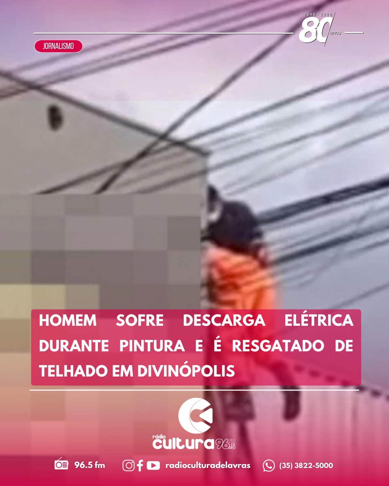 Homem de 49 anos fica gravemente ferido após possível descarga elétrica em Divinópolis