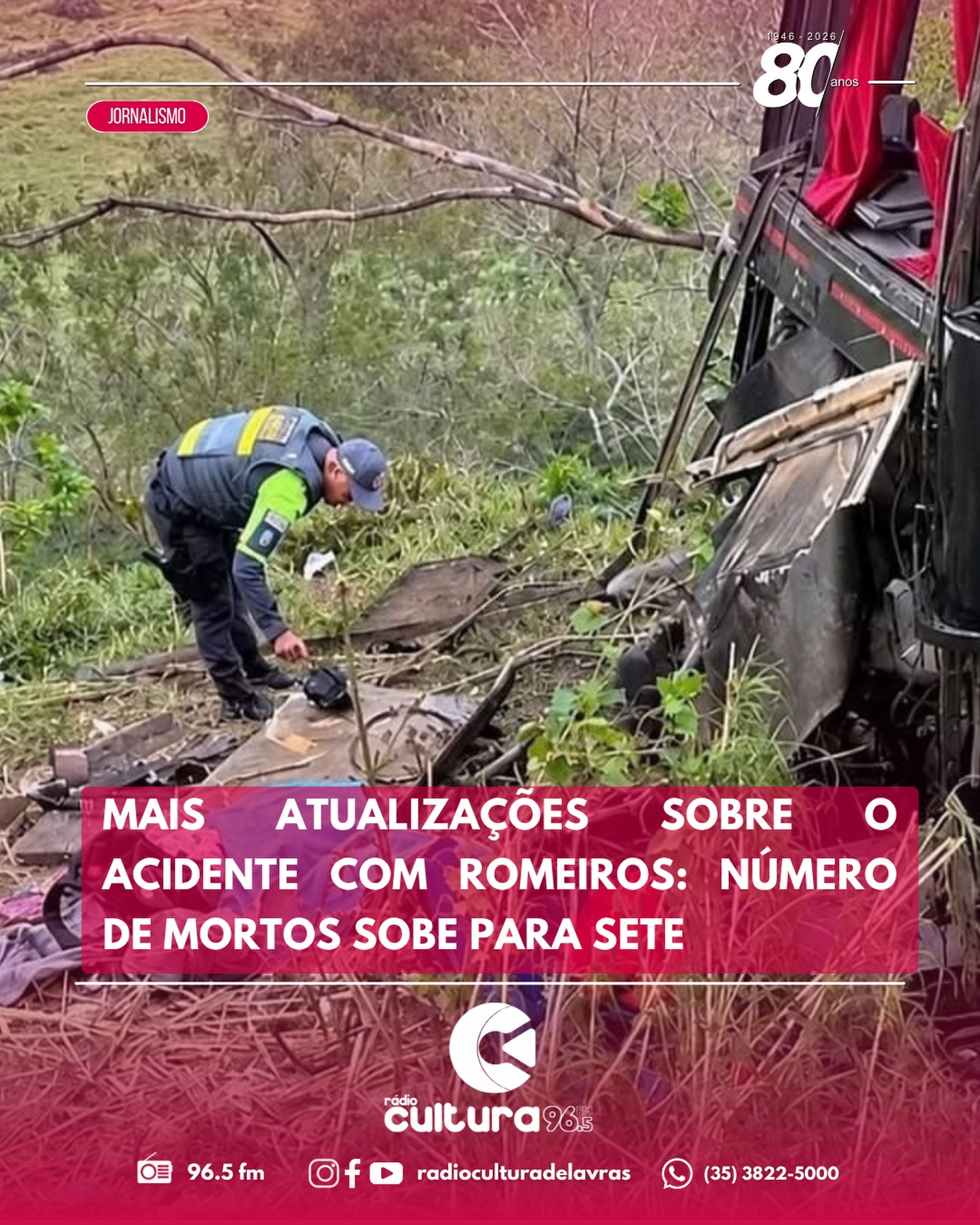Sobe para sete o número de mortos em acidente com ônibus de romeiros