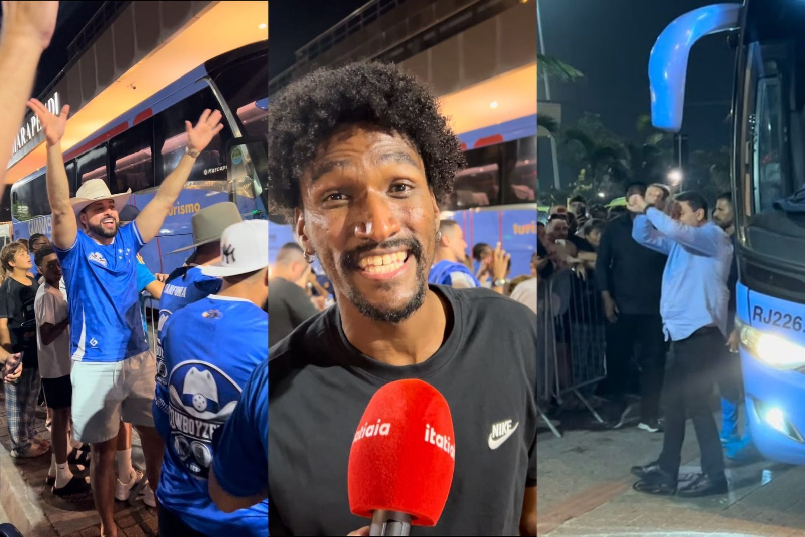 Desembarque do elenco celeste na noite de terça-feira