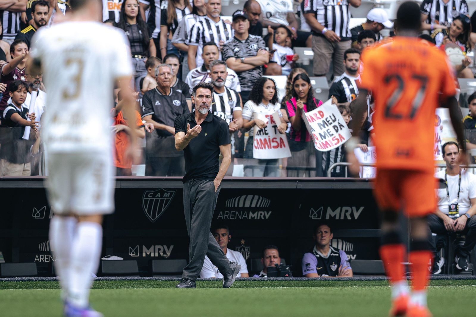 Eduardo Domínguez, técnico do Atlético, que retomou os treinos nesta quinta-feira