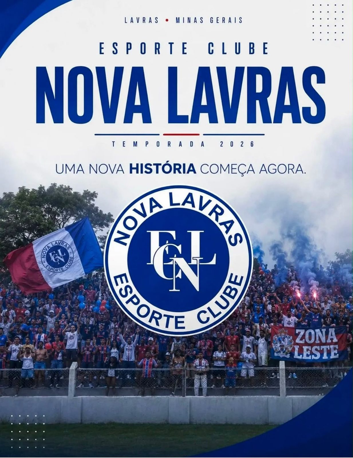 Arte oficial do Esporte Clube Nova Lavras para a temporada 2026, ano da estreia no futebol profissional mineiro