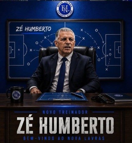 Arte com que o clube anunciou o treinador, no começo de agosto