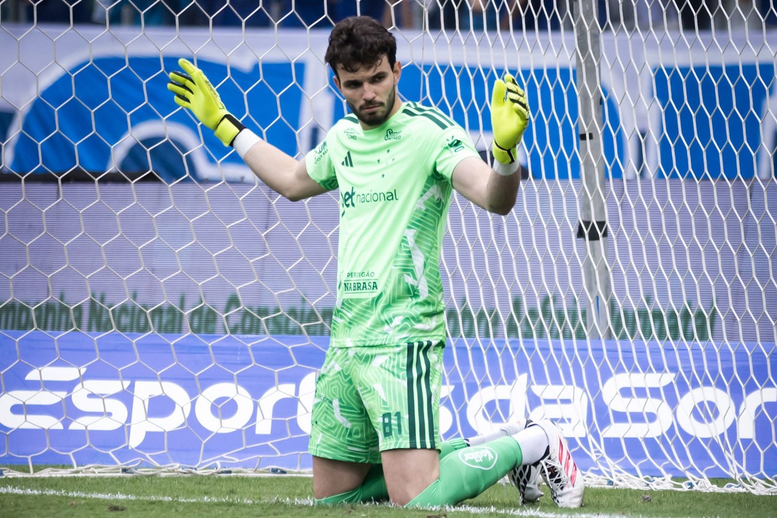 Otávio, goleiro titular do Cruzeiro, em jogo pelo Brasileirão no Mineirão