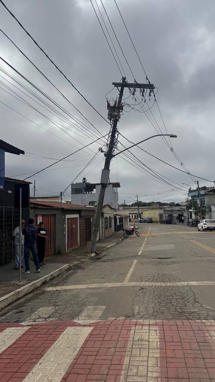 O temporal partiu árvores pelo tronco e derrubou a copa sobre a calçada · Foto: Rádio Cultura de Lavras